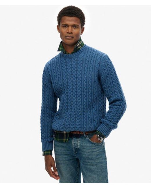 Homme Pull En Maille Torsadée Jacob Taille Superdry pour homme en coloris Blue