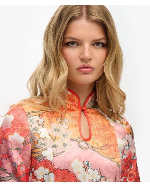 Superdry Red & Co Mandarin Jacquard Mini Dress