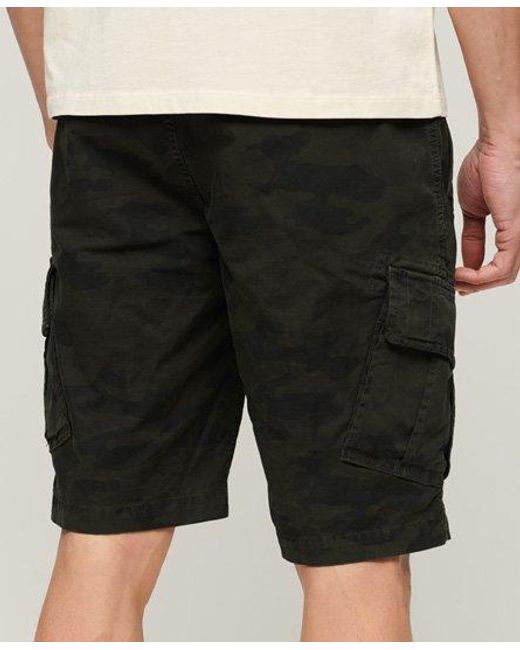 Superdry Black Organic Cotton Core Cargo Shorts for men