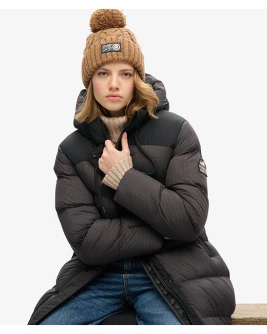 Superdry Brown Chunky Cable Beanie Hat - Size: 1size