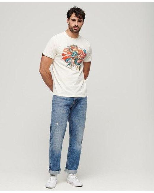 Superdry White Tokyo Graphic T Shirt for men