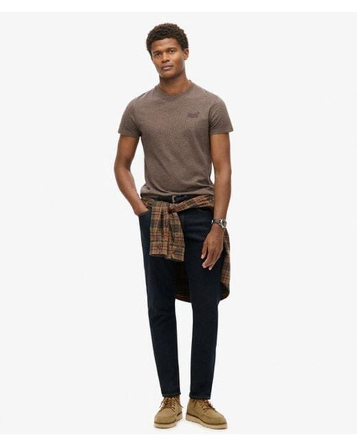 Superdry Gray Organic Cotton Essential Logo T-Shirt Cocoa Marl for men