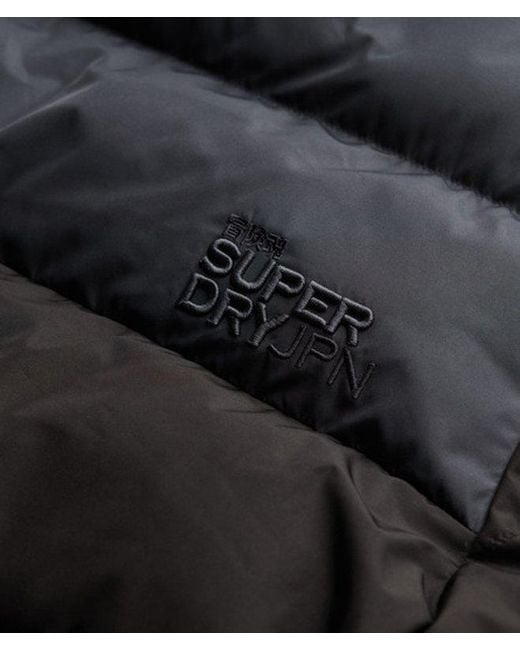 Superdry Black Colourblock Hooded Puffer Jacket for men