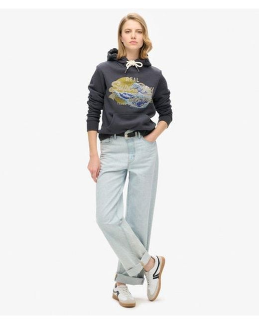 Sweat à capuche vintage logo tokyo Superdry en coloris Blue