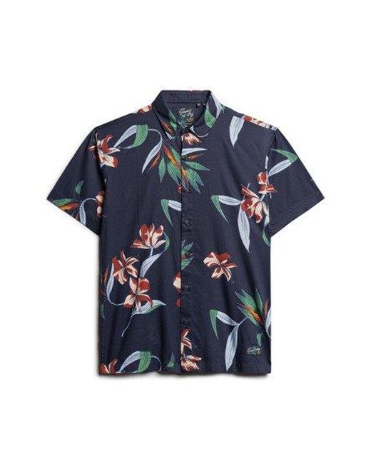 Superdry Blue Short Sleeve Hawaiian Shirt for men
