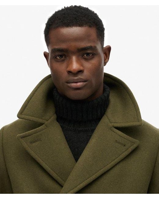 Homme Manteau Long En Laine Mélangée Superdry pour homme en coloris Green