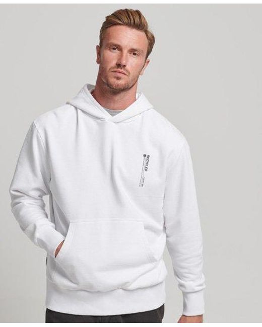 Superdry White Recycled Micro Side Hoodie for men