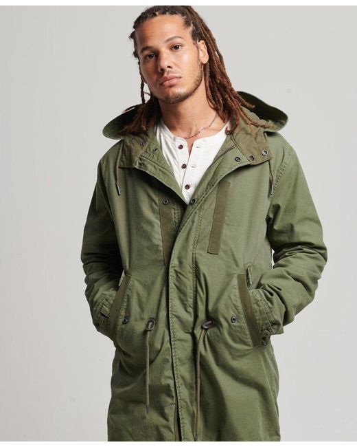 Superdry Green Military Fishtail Parka Jacket for men