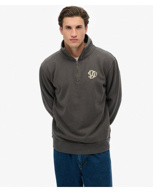 Superdry Black & Co Athletic Half Zip Sweatshirt for men