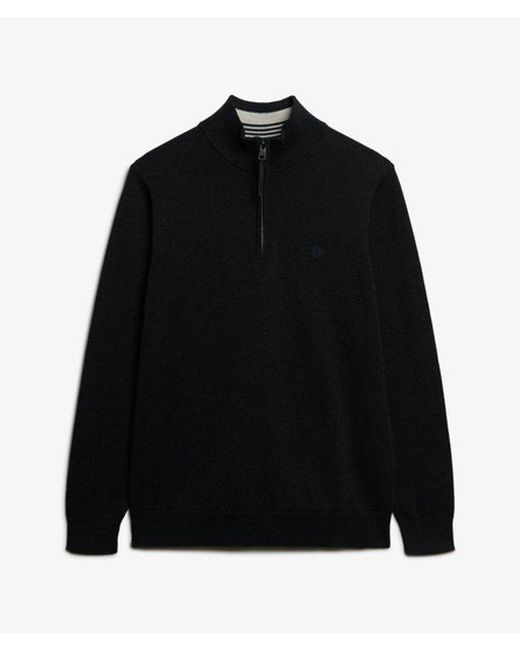 Superdry Black & Co Essentials Cotton Half Zip Jumper for men