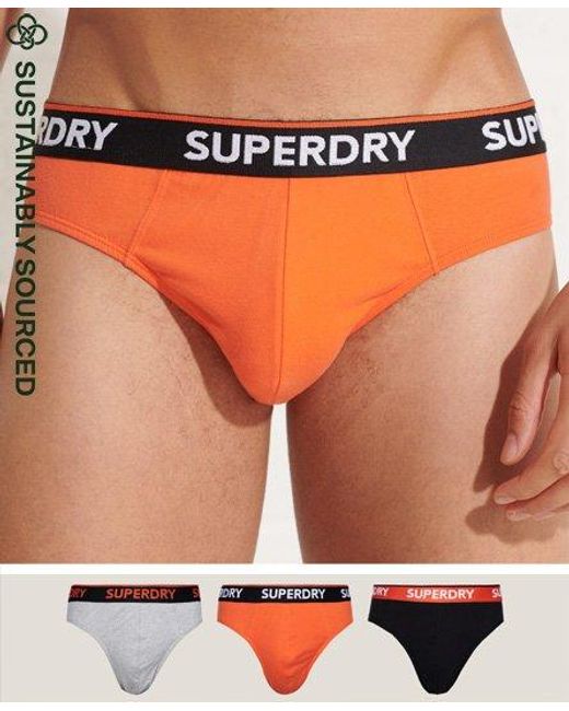 Superdry Orange Organic Cotton Classic Brief Triple Pack Marl//Havana for men
