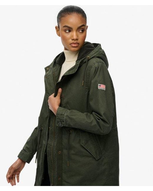 Superdry Green Military Borg Fishtail Parka