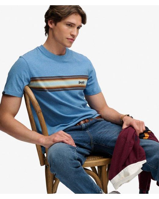 Superdry Blue & Co Outdoor Stripe Logo Relaxed T-shirt for men
