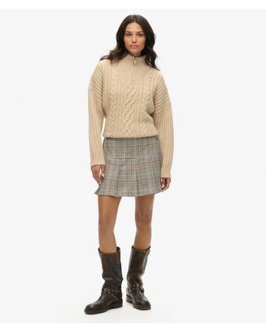 Superdry Natural & Co Vintage Tweed Pleat Mini Skirt