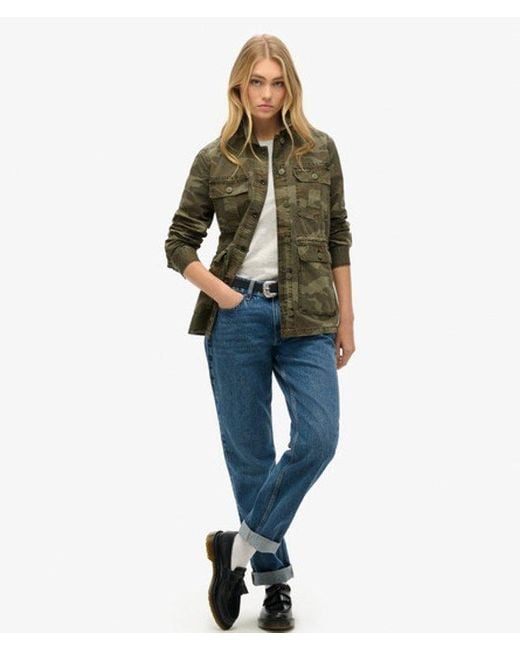 Superdry Embroidered Military Field Jacket in Green | Lyst