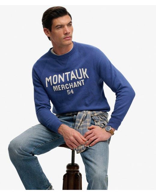 Superdry Blue & Co Merchant Vintage Applique Sweatshirt for men