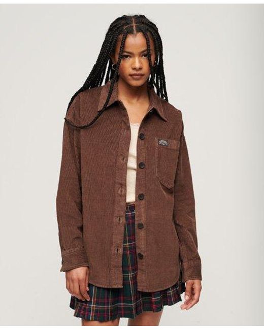 Superdry Brown Chunky Cord Overshirt Chocolate