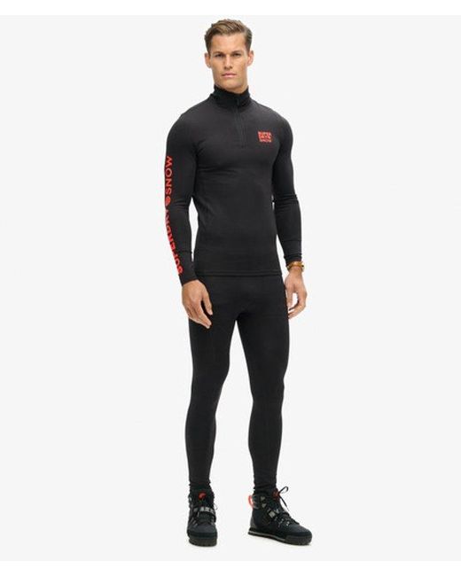 Superdry Black Ski Base Layer Half Zip Top for men