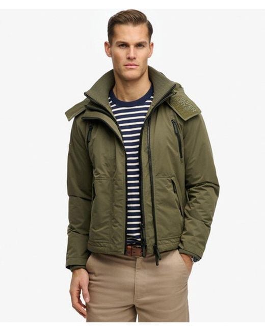 Superdry Green Hooded Microfibre Arctic Windcheater Jacket for men