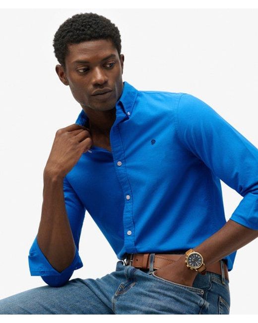 Superdry Blue Classic Oxford Long Sleeve Shirt for men