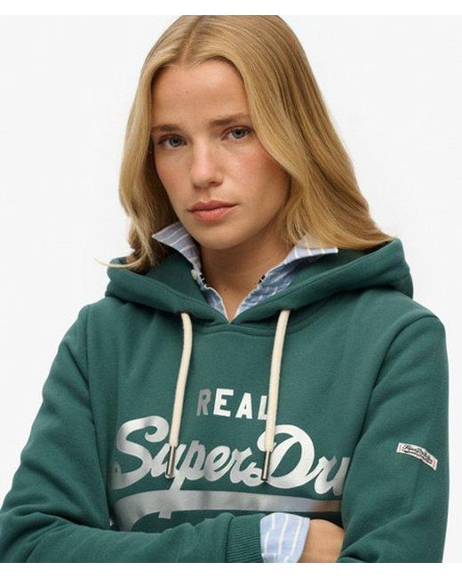 Superdry Green & Co Vintage Logo Metallic Hoodie