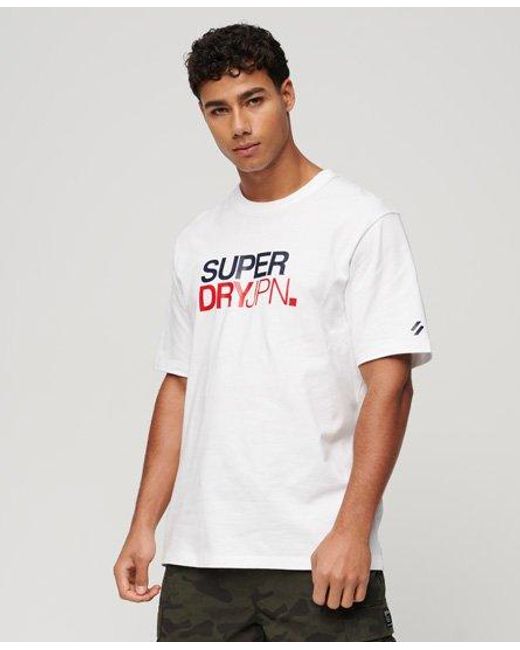 Superdry White Logo Print Oversized T-shirt for men