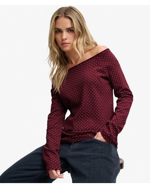 Superdry Red & Co Bardot Off Shoulder Top
