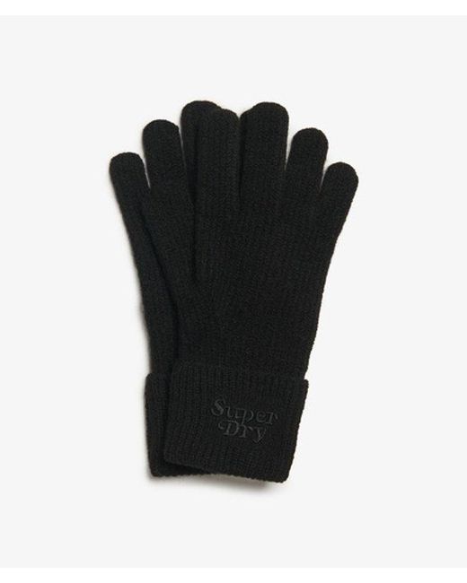 Superdry Black & Co Ribbed Soft Rib Knit Gloves