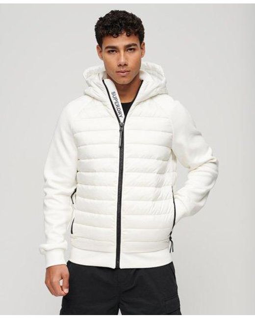 Superdry White Lightweight Hooded Storm Hybrid Padded Jacket for men