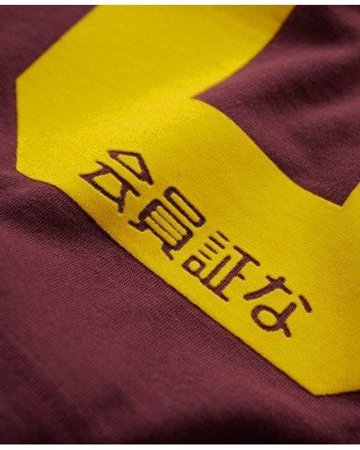 Superdry Osaka 6 90s T-shirt Met Flockprint in het Purple