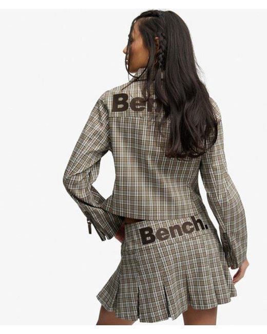 Superdry Gray Bench X & Co Bench Logo Pleated Check Mini Skirt