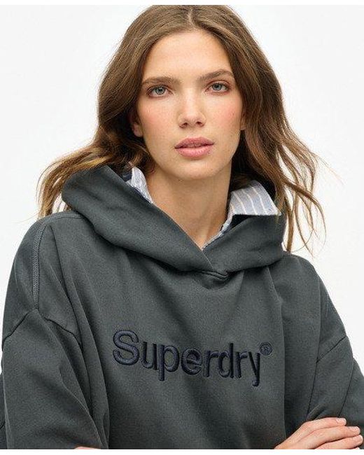 Superdry Gray Embroidered Core Logo Relaxed Hoodie
