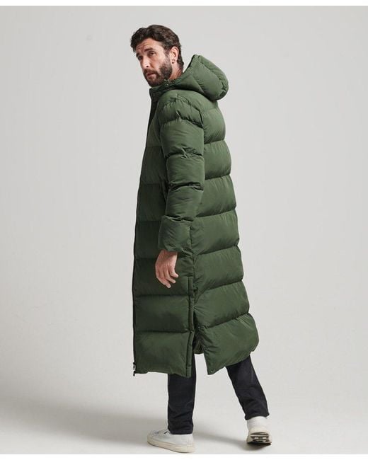 Superdry Extra Long Puffer Coat Green for Men | Lyst UK