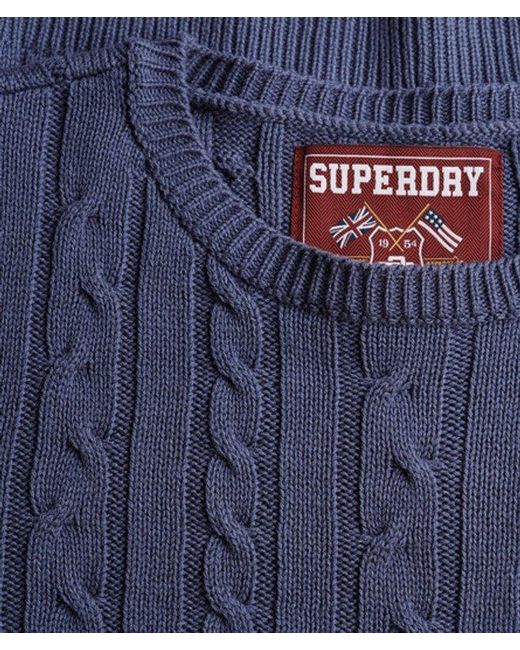 Superdry Blue Essentials Slim Cable Jumper