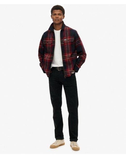 Superdry Red & Co Wool Blend Miller Zip Overshirt for men