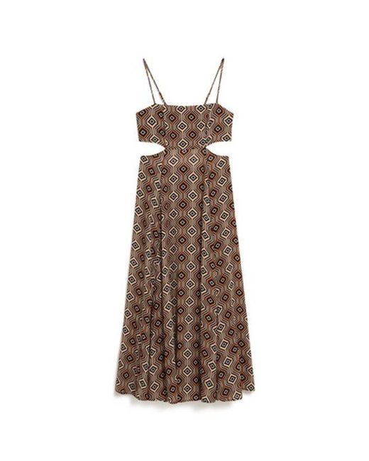 Superdry Brown & Co Printed Sheered Back Maxi Dress