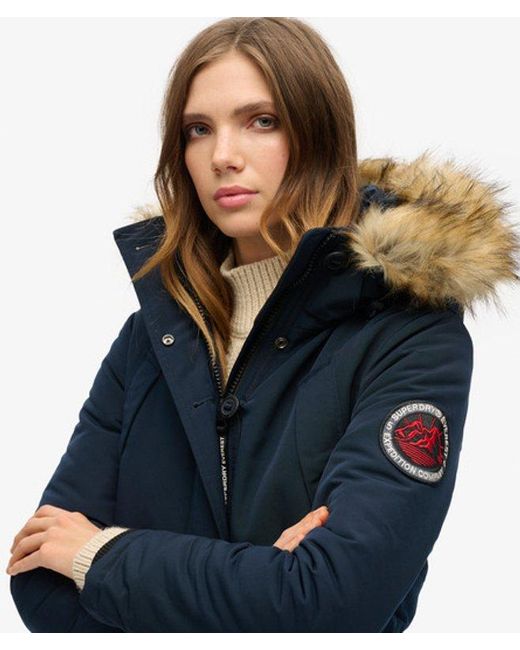 Superdry Blue & Co Everest Faux Fur Hooded Parka Coat