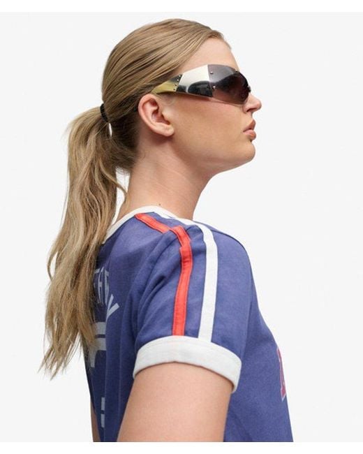 Femme T-Shirt Athletic Football Stripe Taille Superdry en coloris Blue