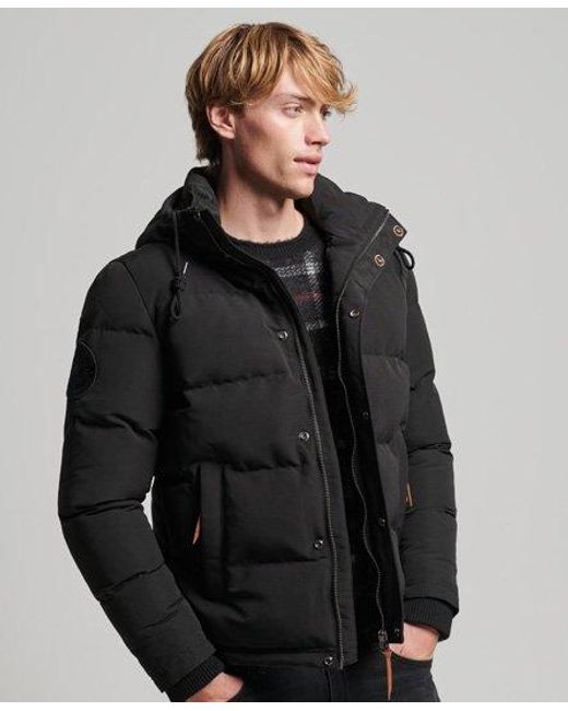 Superdry Black Everest Hooded Puffer Jacket for men