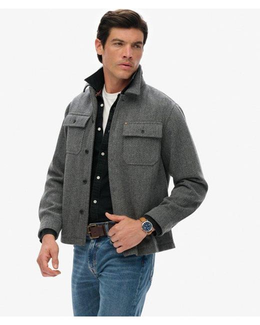 Superdry Gray & Co The Merchant Store - Herringbone Overshirt for men