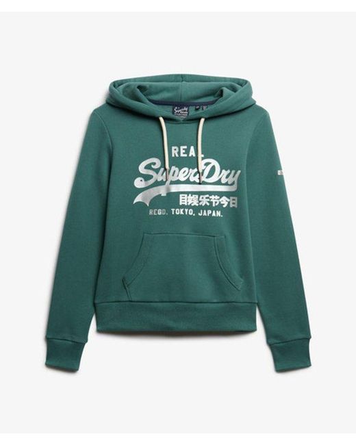 Superdry Green & Co Vintage Logo Metallic Hoodie