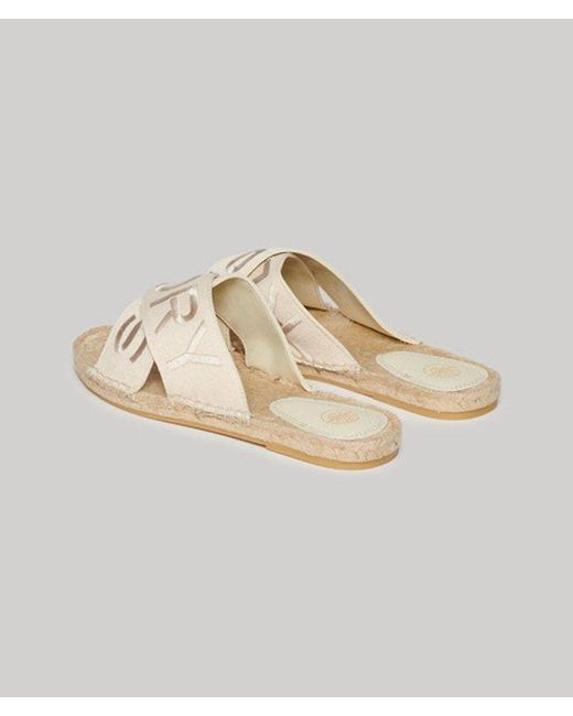 Superdry Metallic & Co Espadrille Cross Strap Sliders