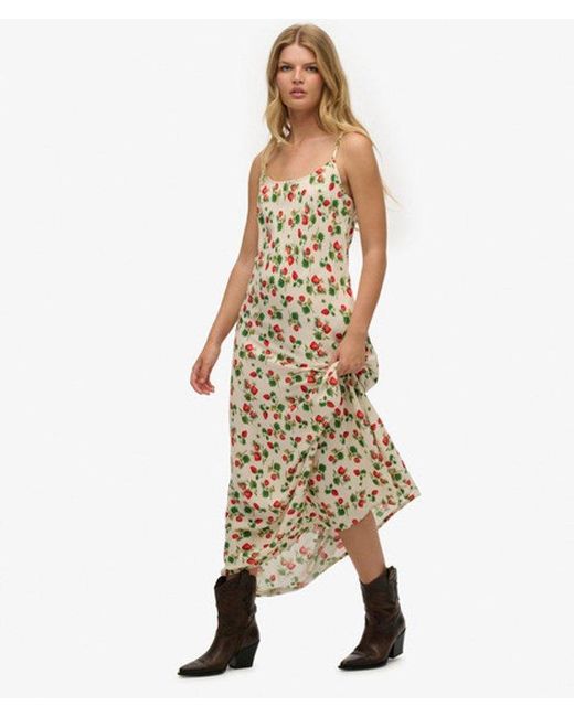 Superdry Metallic & Co Bias Cut Maxi Slip Dress