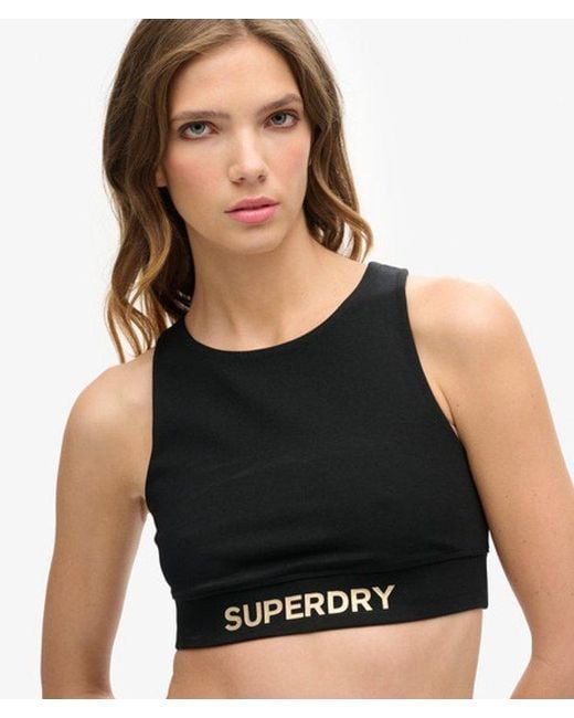 Superdry Black & Co Ladies Fully Lined Sportswear Logo Bra Top
