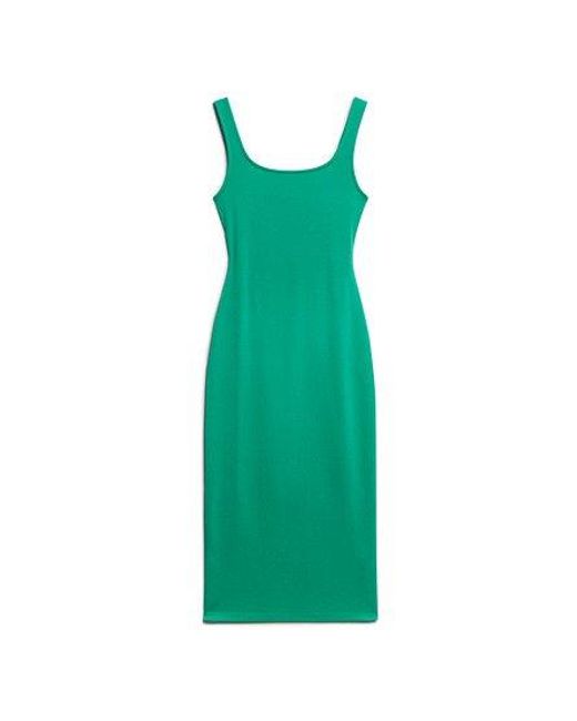 Superdry Green Square Neck Jersey Midi Dress