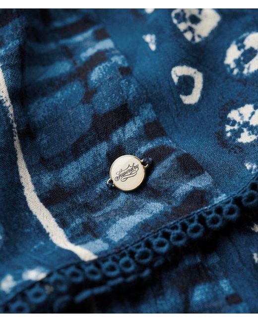 Superdry Blue Printed Maxi Beach Cami Dress