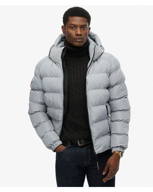 Superdry Black & Co Hooded Sports Puffer Jacket for men