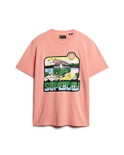Superdry Red & Co Neon Travel Graphic Loose T-shirt for men