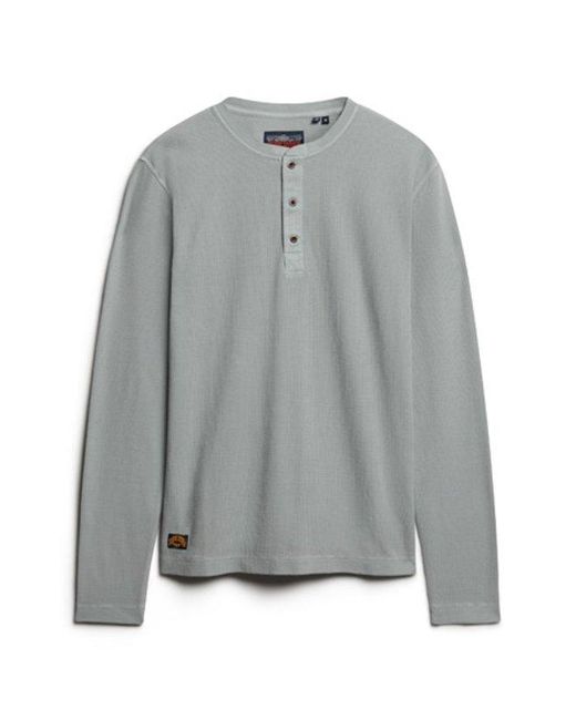 Superdry Gray & Co Waffle Long Sleeve Half Button Top for men