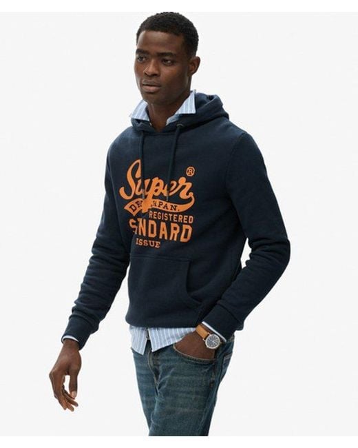 Superdry Blue Standard Script Hoodie for men